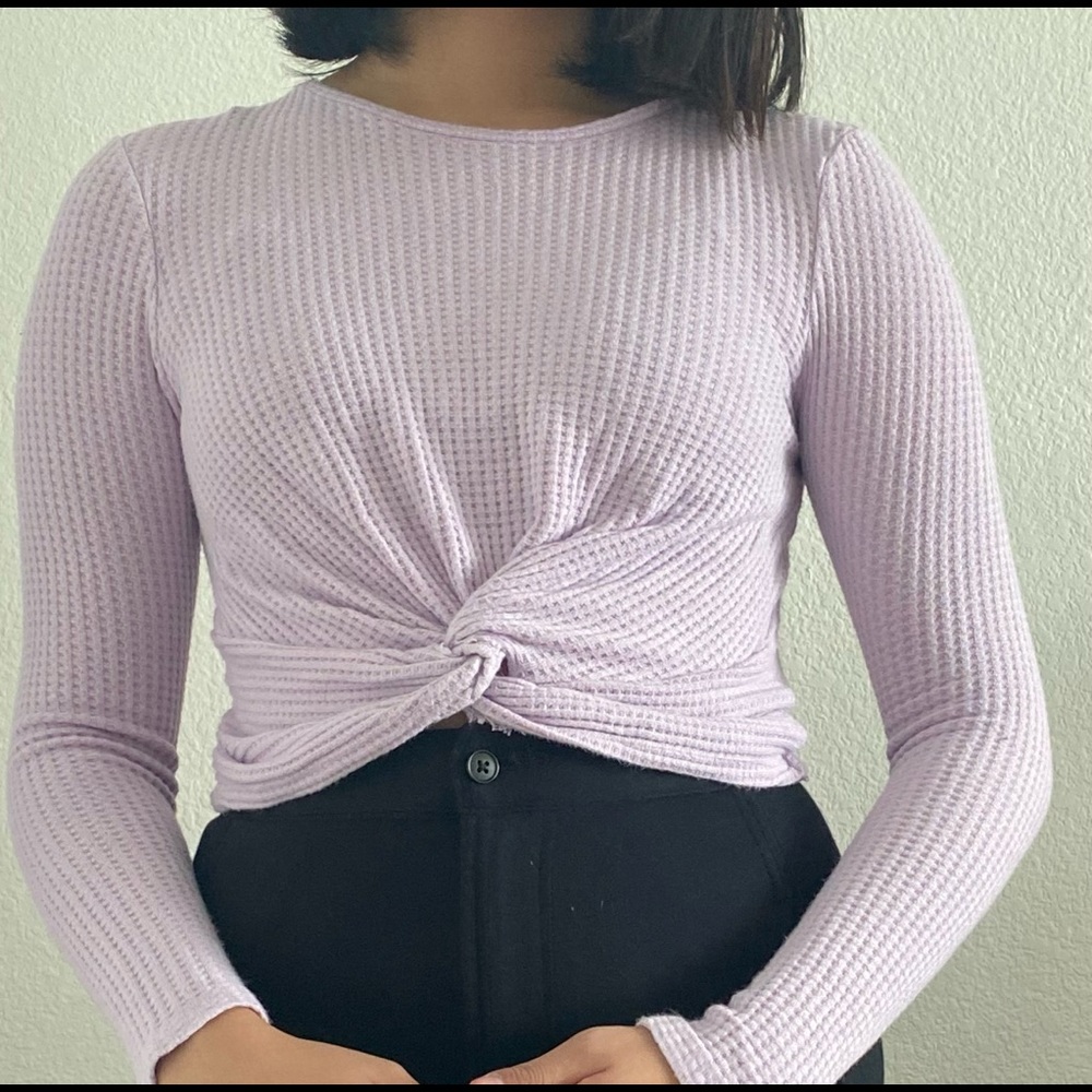 Lavender crop top with tie at front